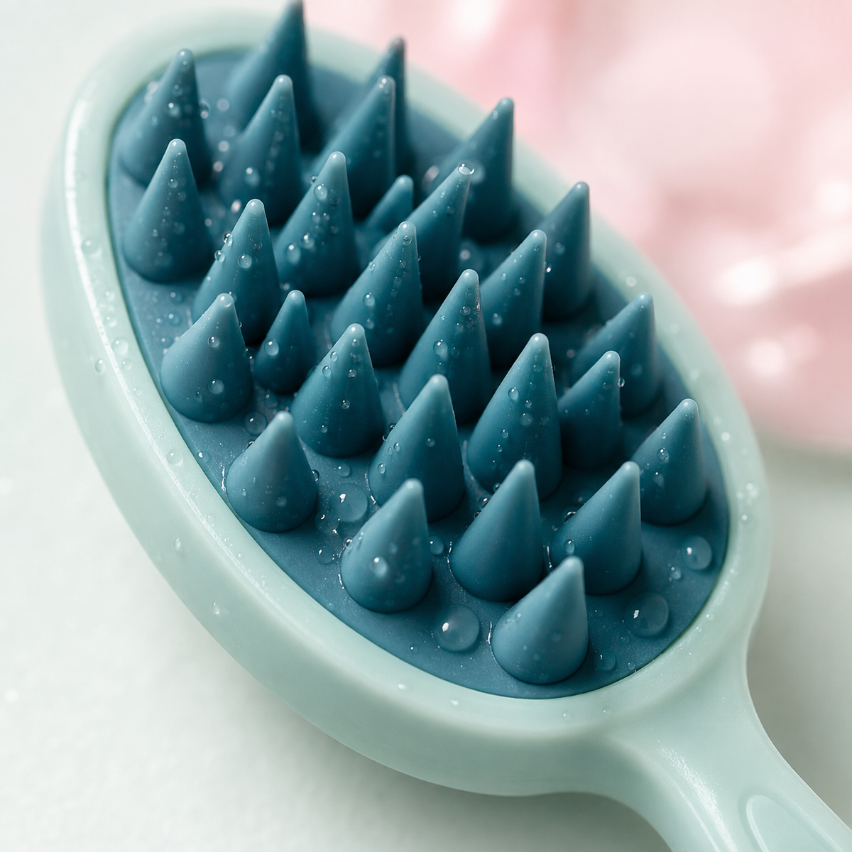 Close-up of the soft silicone massage tips on the RegroLux DualCare brush